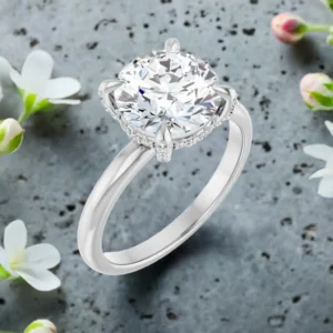 hidden halo lab diamond engagement ring 3 carat pave solitaire