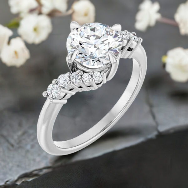 solitaire lab diamond engagement ring round bypass setting