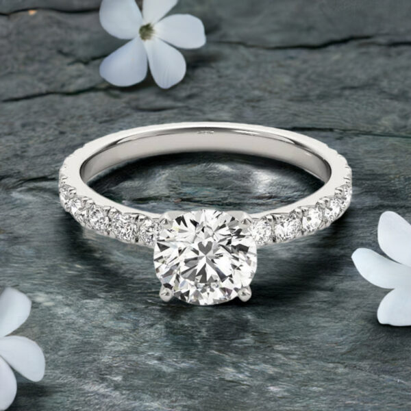 lab diamond engagement ring solitaire pave classic one carat