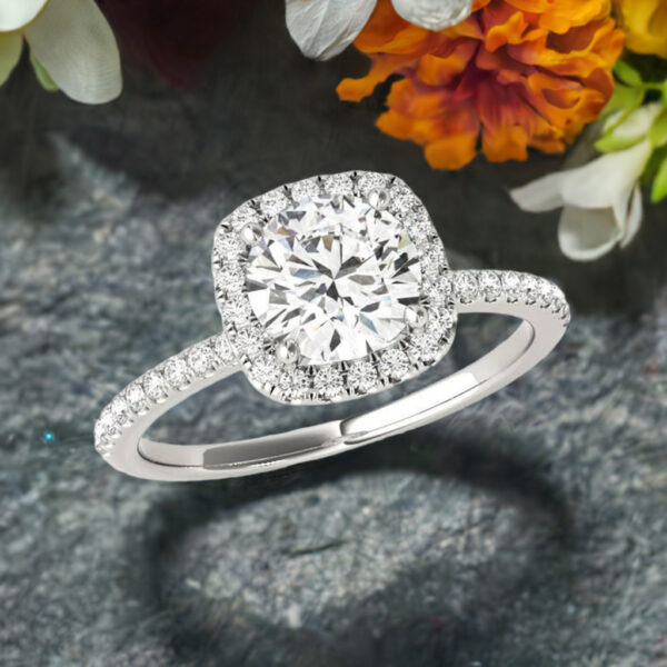 halo lab diamond engagement ring classic round one carat