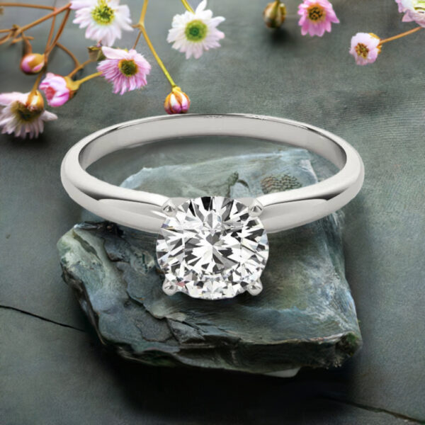 solitaire lab diamond engagement ring classic round one carat