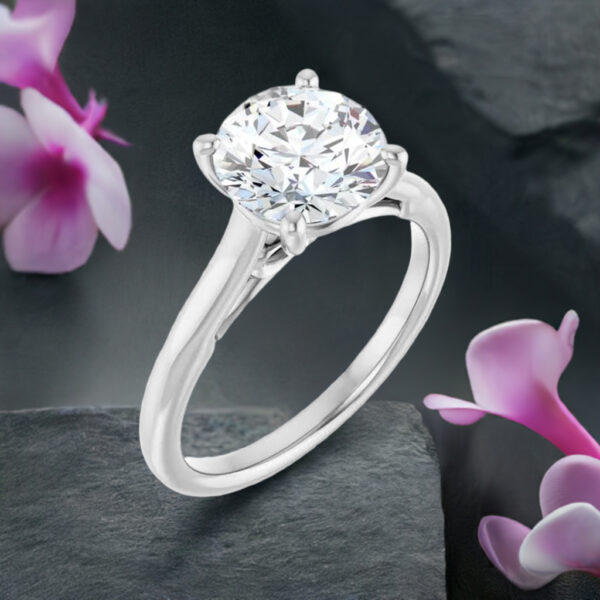 solitaire infinity lab diamond engagement ring round setting one carat