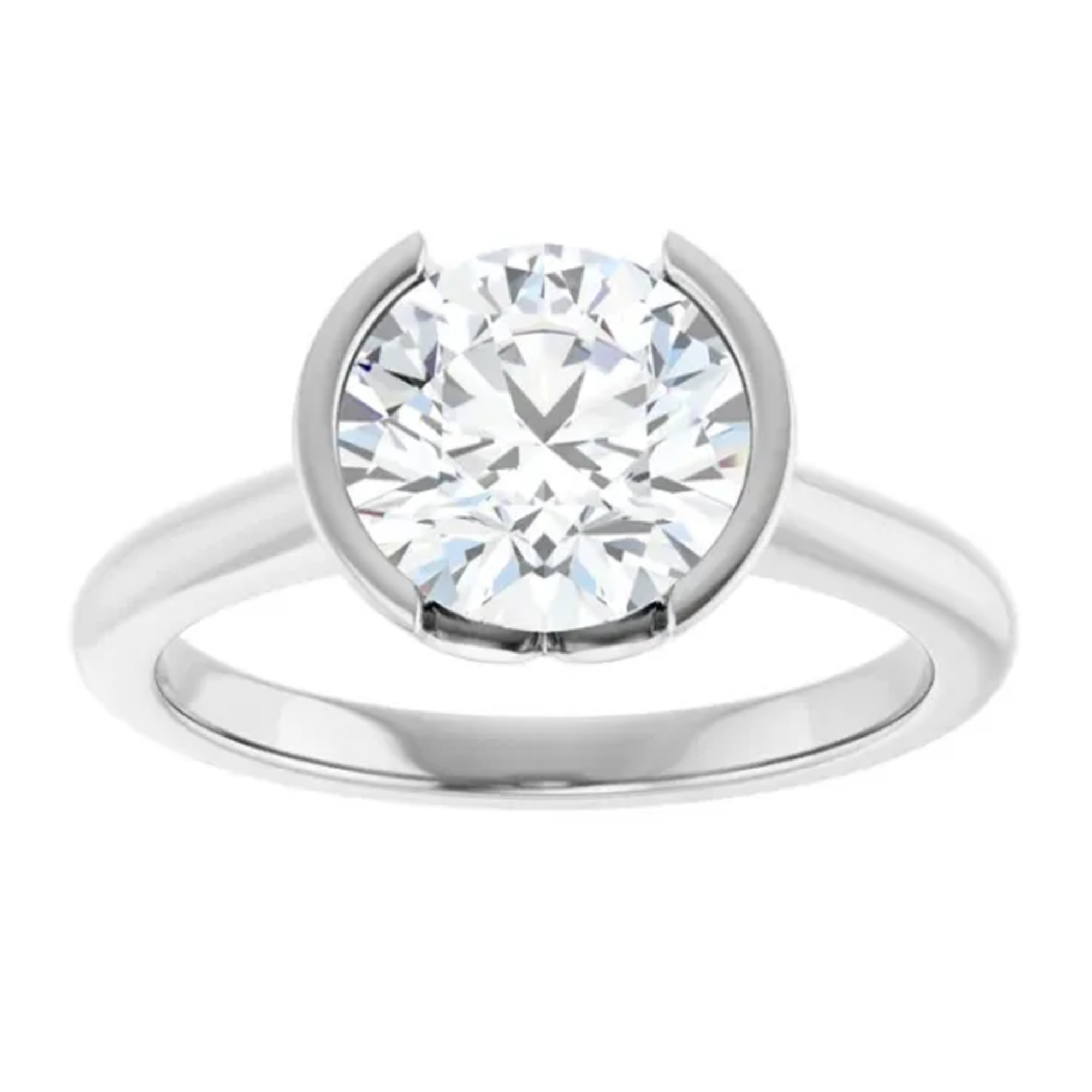 bezel lab diamond engagement ring solitaire round design