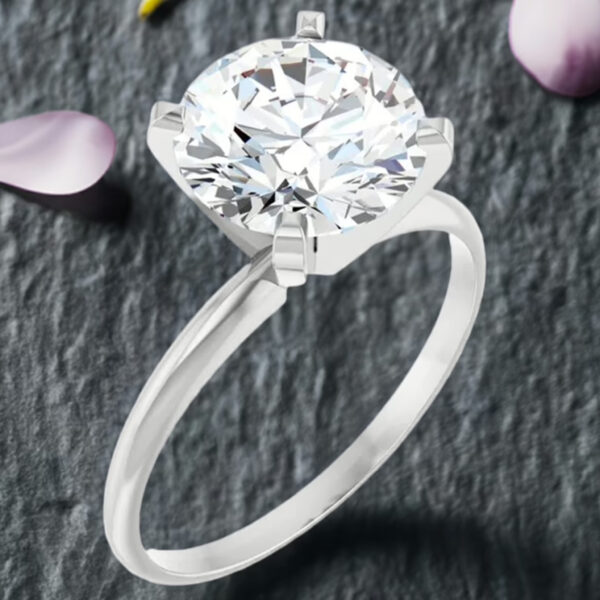 1.50 carat petite lab diamond engagement ring solitaire round 14k gold