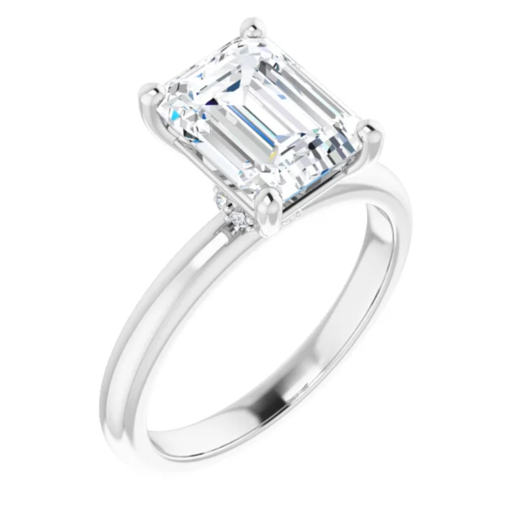 emerald lab diamond engagement ring hidden halo solitaire design