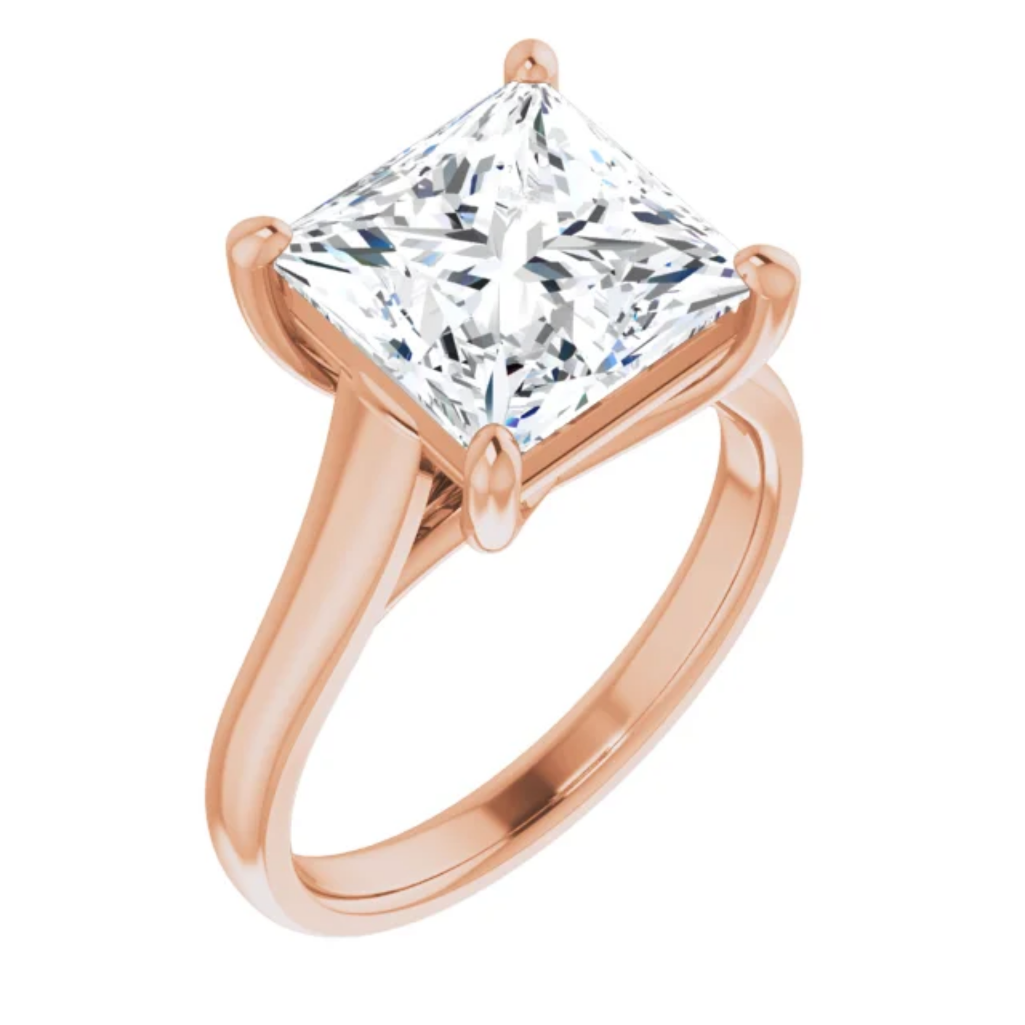3 carat princess lab diamond engagement ring solitaire 18k rose gold