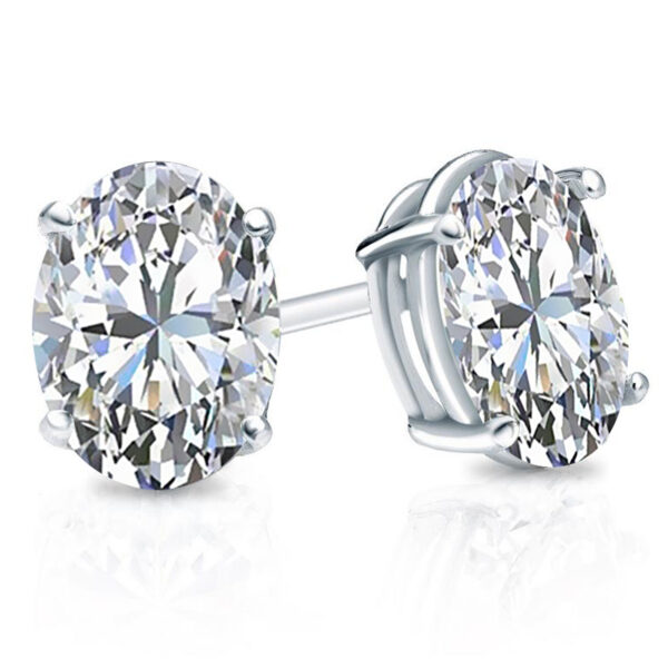 oval stud earrings in white gold