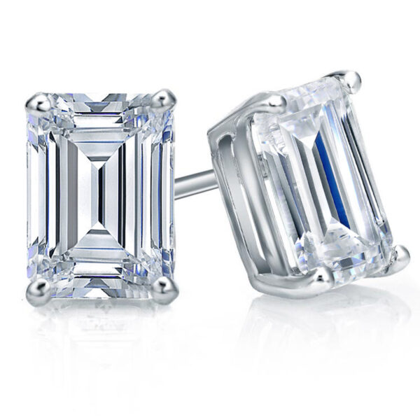 emerald cut stud earrings lab diamond