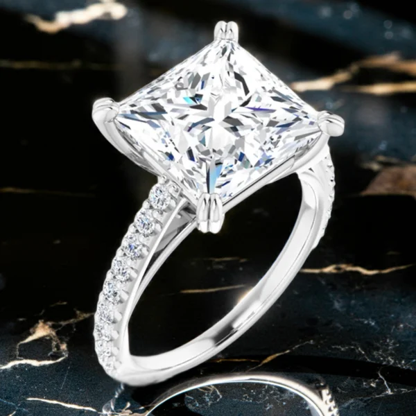 solitaire princess cut moissanite engagement ring