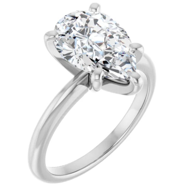 Pear Shape Lab Grown Diamond Engagement Ring Solitaire 14k White Gold