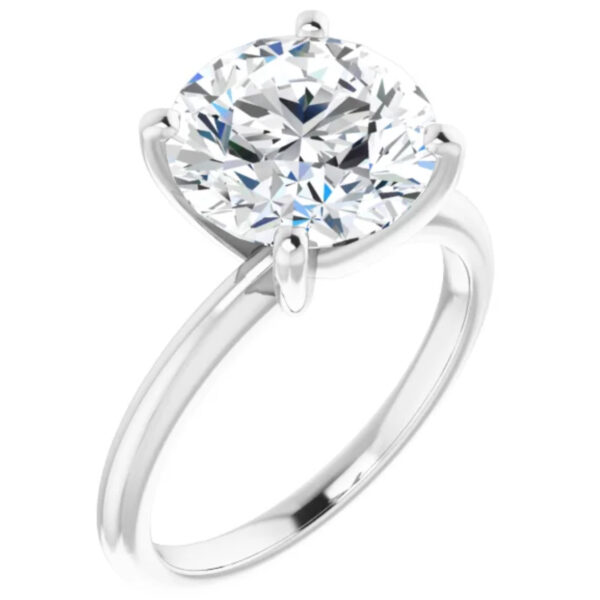 Lab Grown Diamond Engagement Ring Round Solitaire 14k White Gold