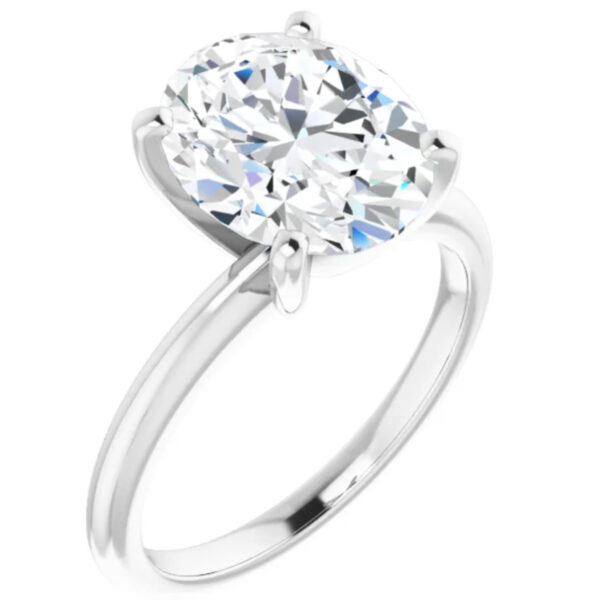 Lab Grown Diamond Engagement Ring Oval Cut Solitaire 14k White Gold