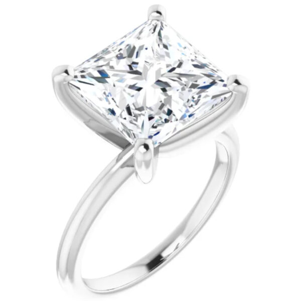 Lab Grown Diamond Engagement Ring Princess Cut Solitaire 14k White Gold