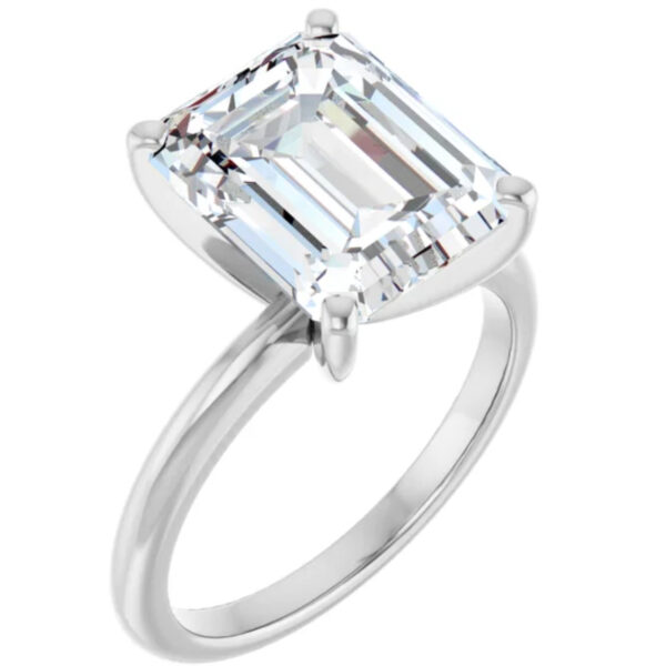 Lab Grown Diamond Engagement Ring Emerald Cut Solitaire 14k White Gold