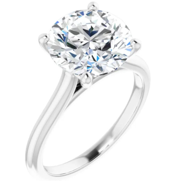 Round Cut Solitaire Lab Grown Diamond Engagement Ring 14k White Gold
