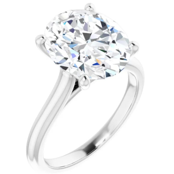 Oval Cut Solitaire Lab Grown Diamond Engagement Ring 14k White Gold