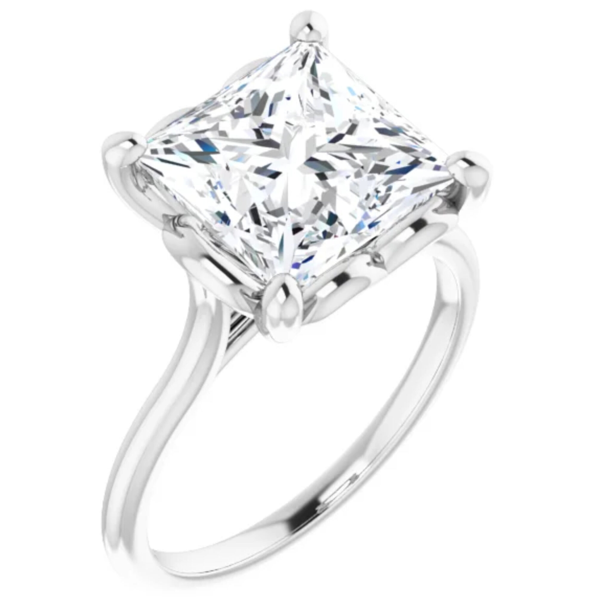 solitaire princess cut lab grown diamond engagement ring