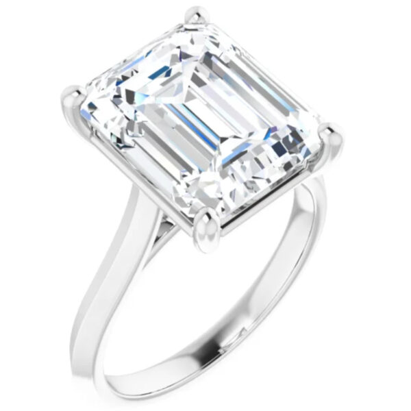 Solitaire Lab Grown Diamond Engagement Ring Emerald Cut 3 Ct.