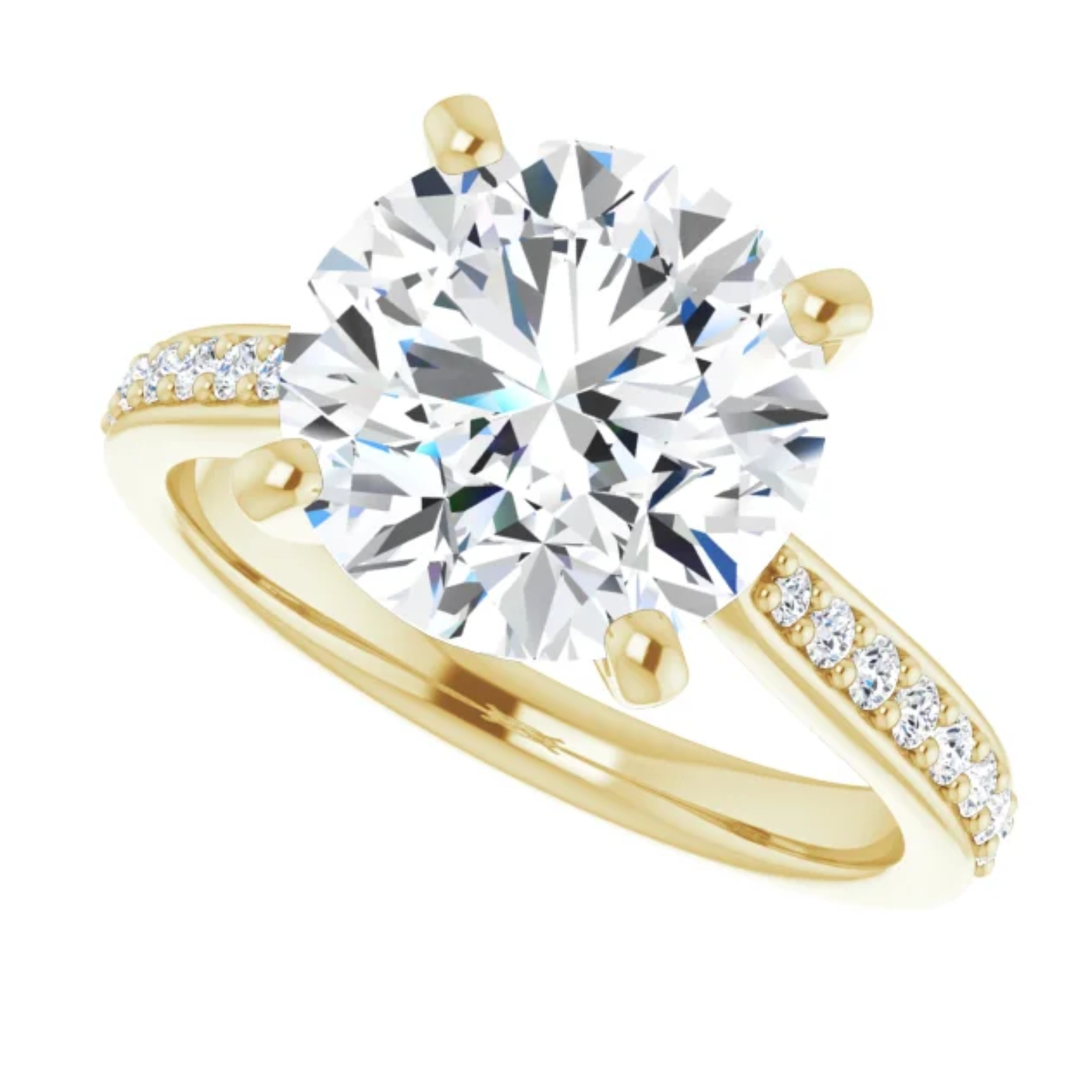 3.20 Carat Lab Diamond Engagement Ring 14k Yellow Gold Round Cut 5 2 carat lab diamond engagement ring 14k yellow gold