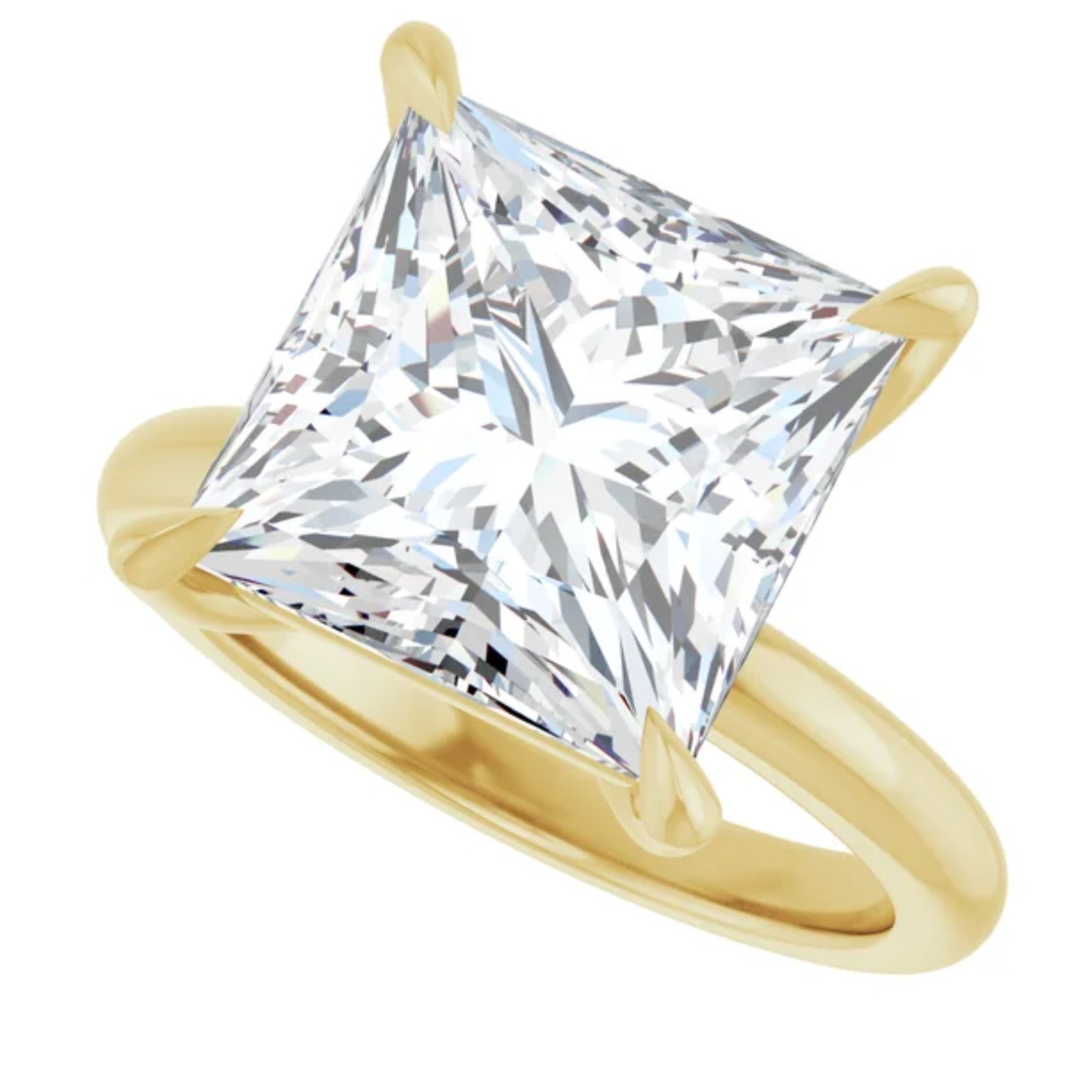 3 Ct. Princess Lab Diamond Engagement Ring Yellow Gold 5 3 carat princess lab diamond engagement ring 14k yellow gold