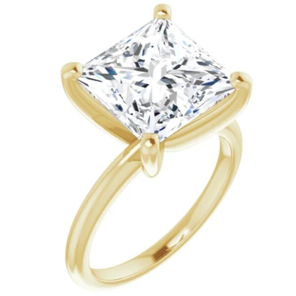 3 carat princess lab diamond engagement ring 14k yellow gold