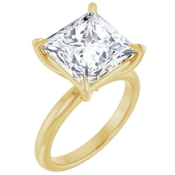 3 carat princess lab diamond engagement ring yellow gold