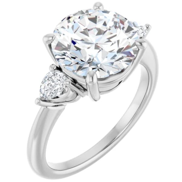 three stone lab diamond engagement ring