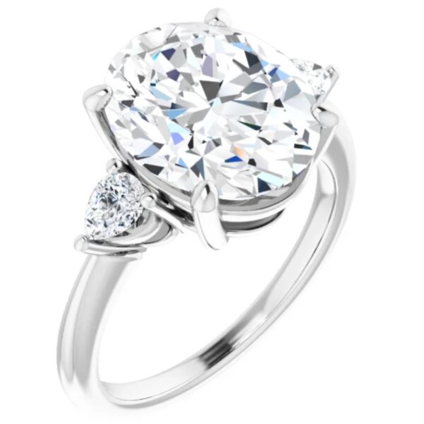 three stone oval lab diamond engagement ring