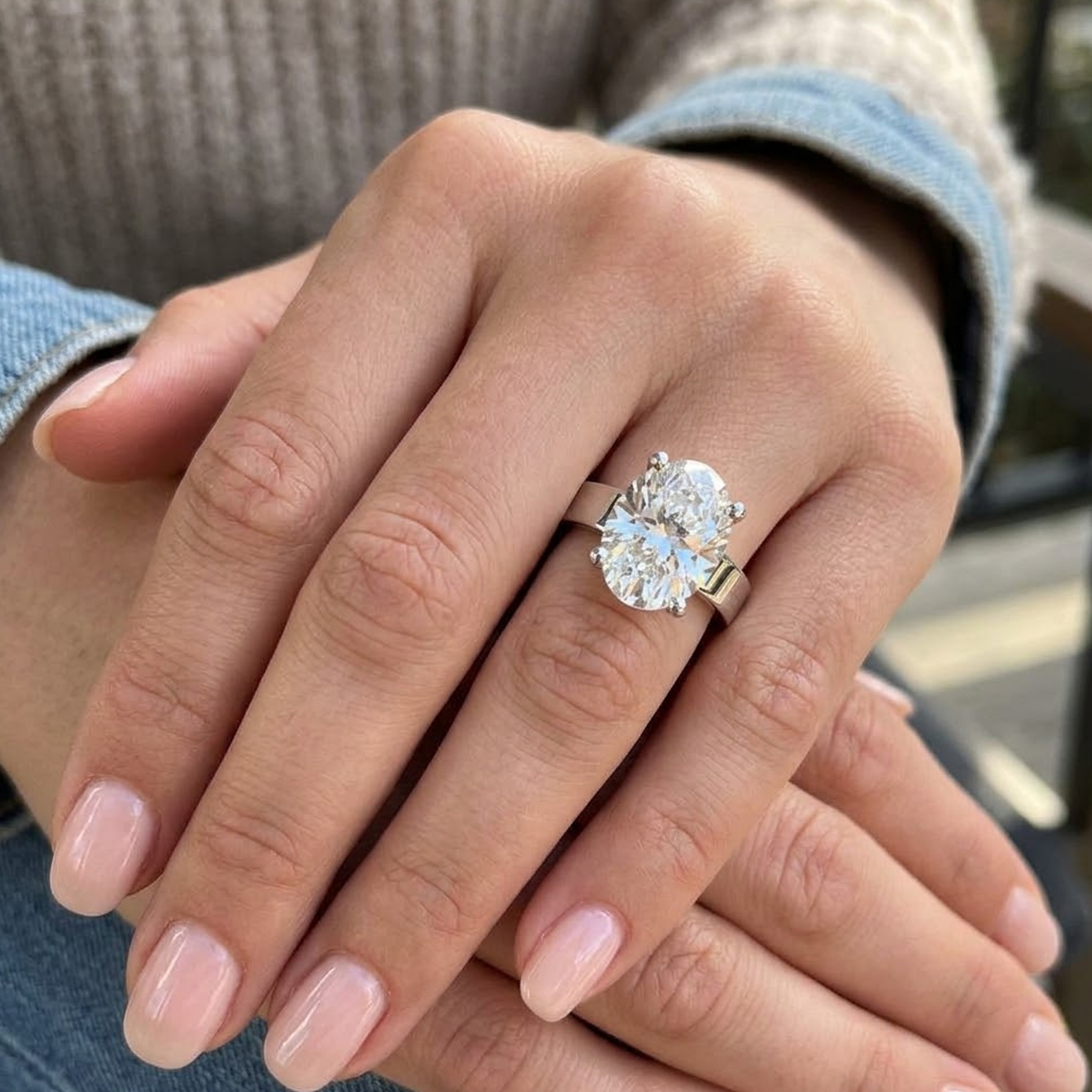 4 Carat Oval Lab Grown Diamond Engagement Ring 2 4 Carat Oval Lab Grown Diamond Engagement Ring - Image 2
